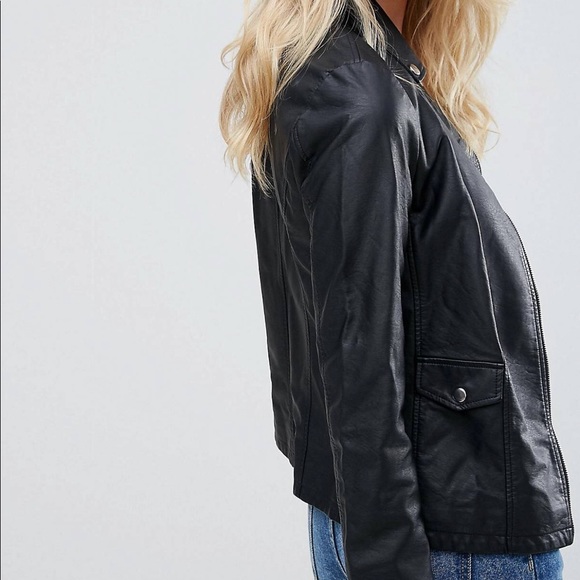 Brave Soul Tall PU Biker Jacket - Picture 3 of 4
